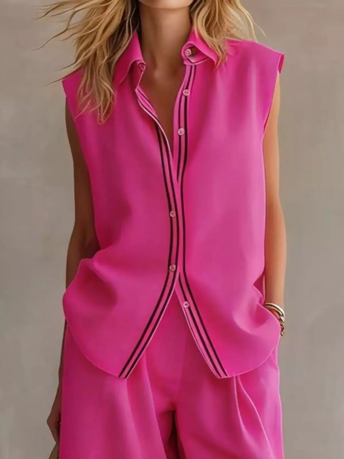 Soft Refined Pocketed Top and Shorts Matching Set