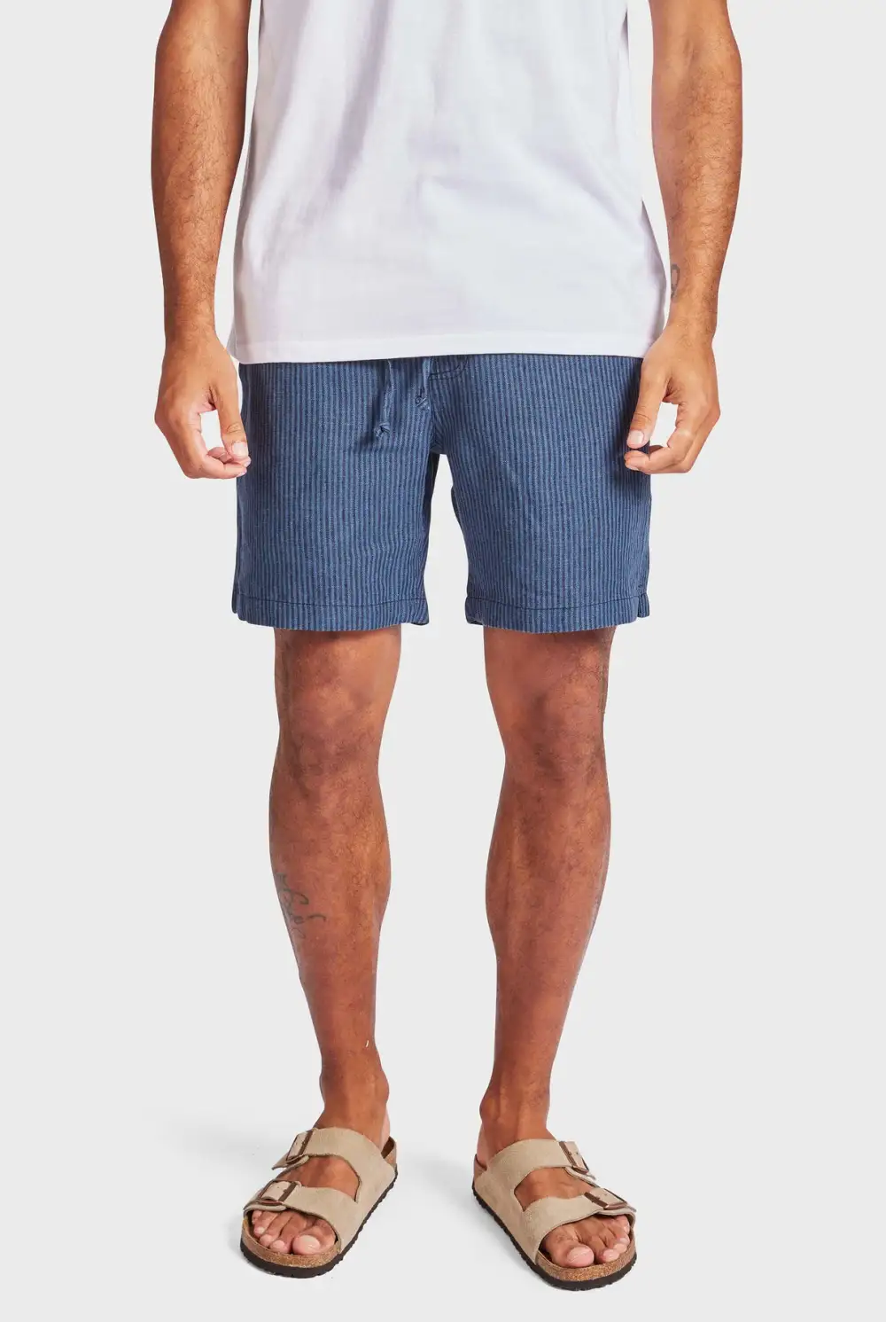 Vertical Striped Linen Blend Casual Resort Shorts