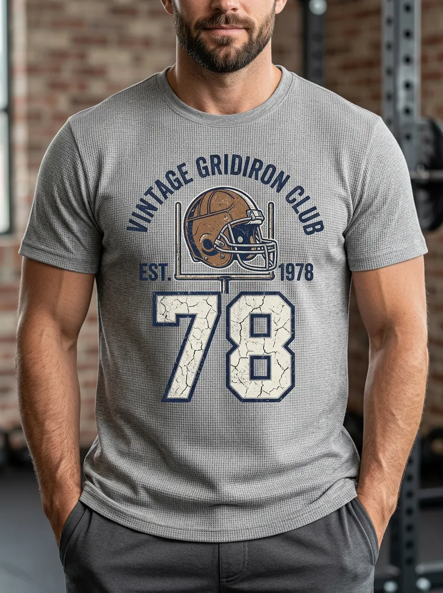 Men's Football Lover Vintage Gridiron Club Helmet 78 Printed T-shirt
