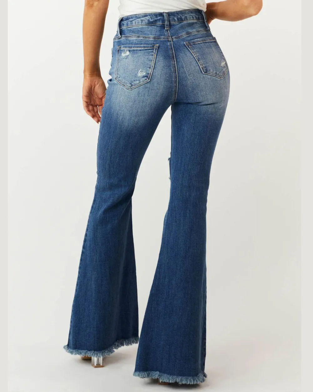Distressed Stretch Flare Jeans