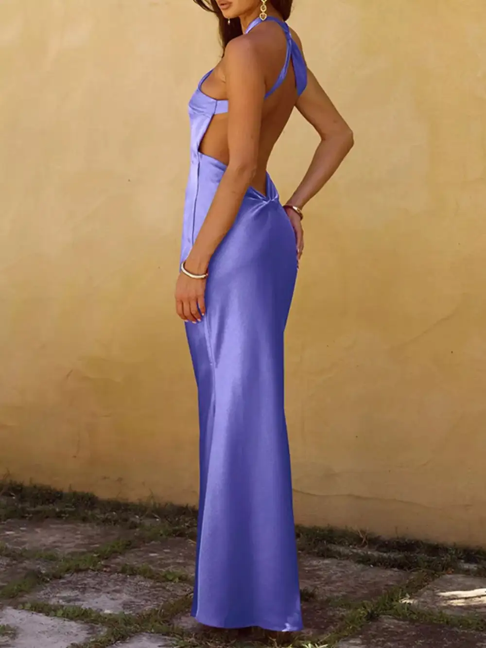 Halter Satin Maxi Dress