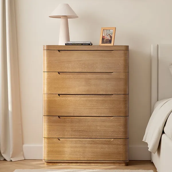 Tall Rubber Wood Drawer Chest