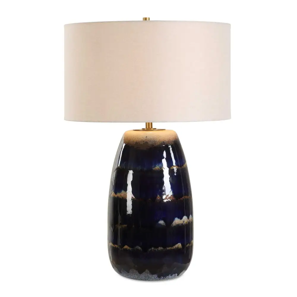 Drum Shade Ceramic Metal Brass Table Lamp