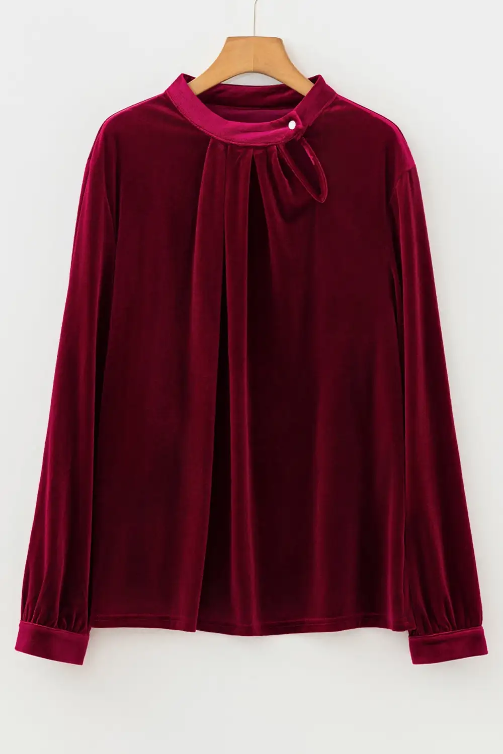 Button Front Long Sleeve Asymmetric Hem Blouse