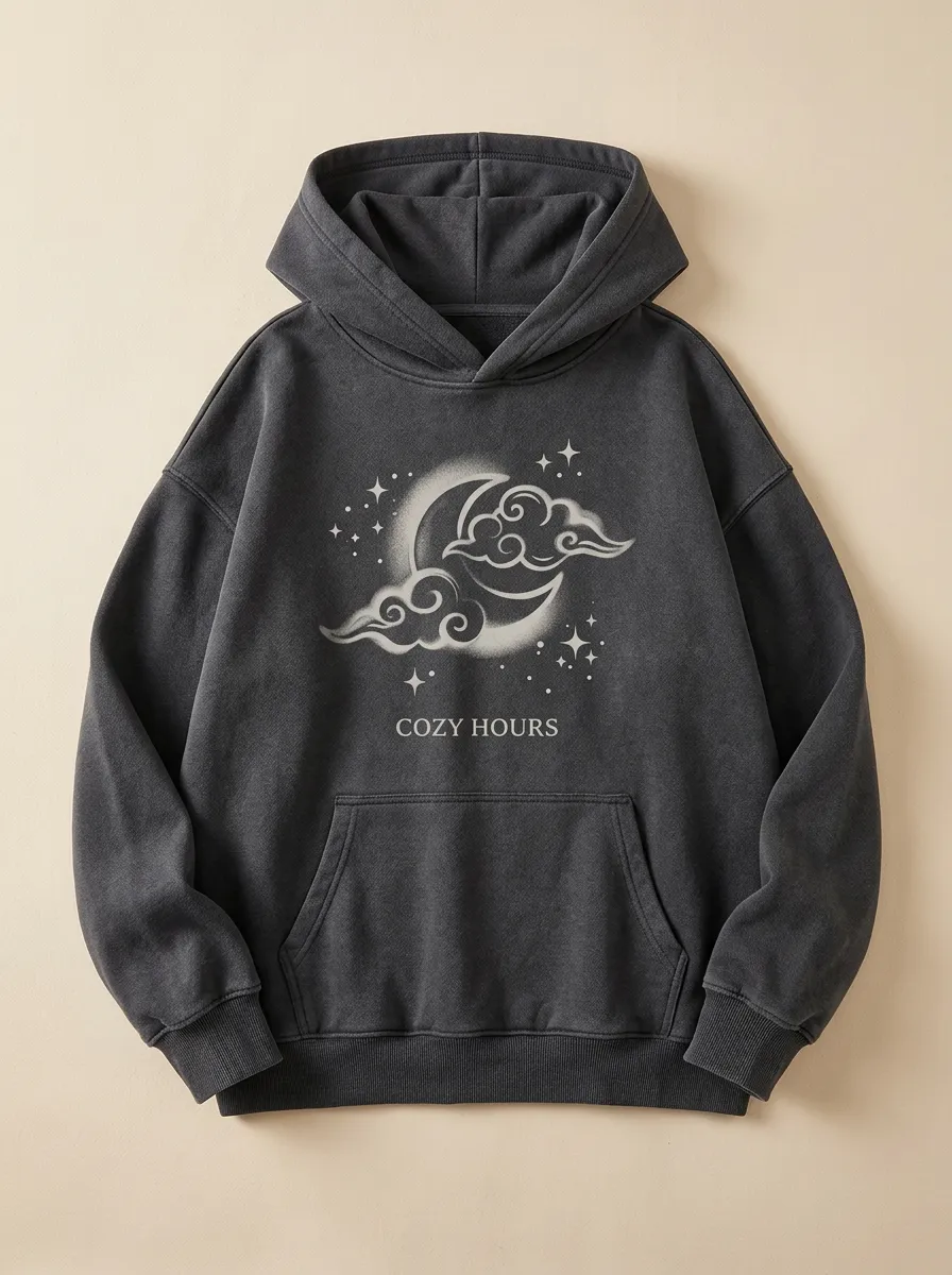 Cozy Hours Celestial Moon Clouds Hoodie