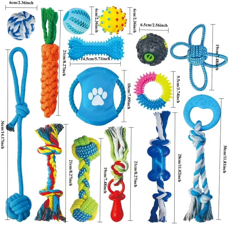 15pcs Durable Dog Chew Toy Set
