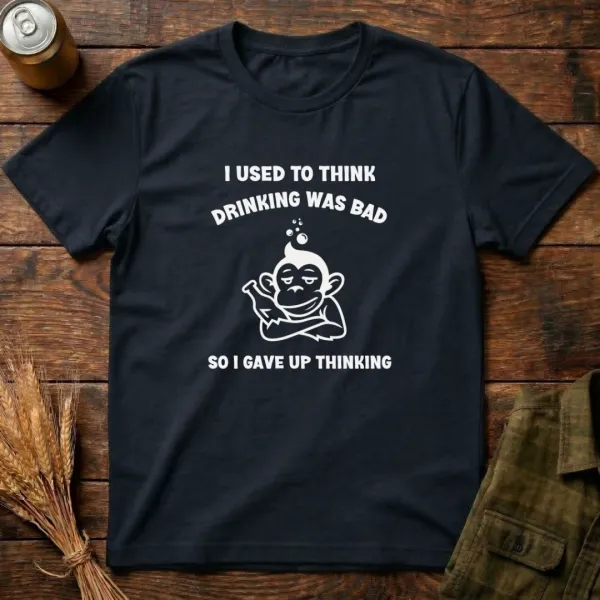 Drinking Was Bad Graphic Cotton T-Shirt