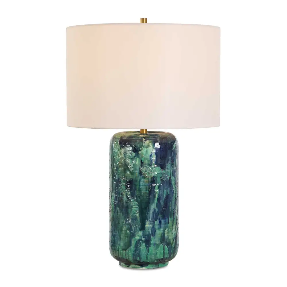 Glazed Cylindrical Ceramic Table Lamp