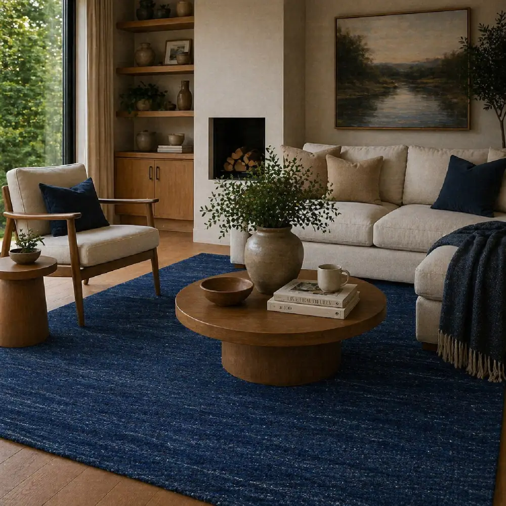 Hand-Knotted Wool Fringed Carpet