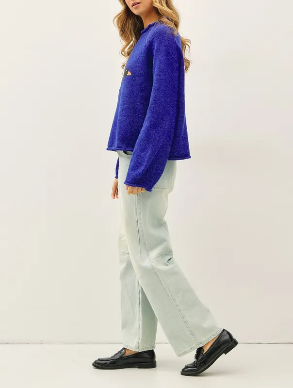 Navy Mock Neck Top