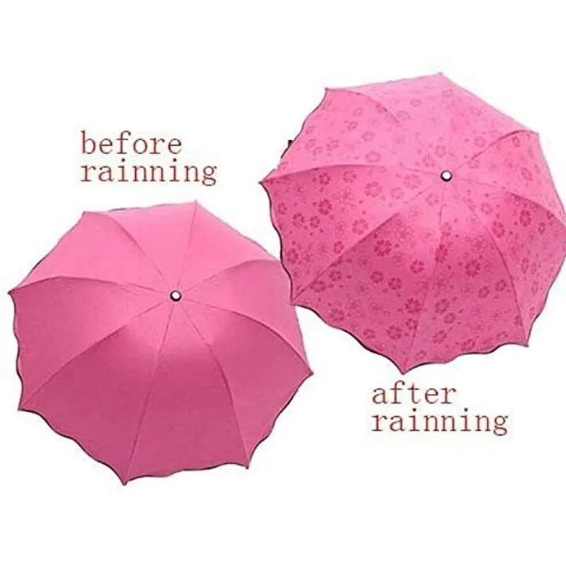 Fancy Magic Umbrella Changing Secret Blossoms Occur with Water Magic Print 3 Fold Umbrella for Girls, Women, Boys, Men & Children for UV, Sun & Rain - Multi Colour