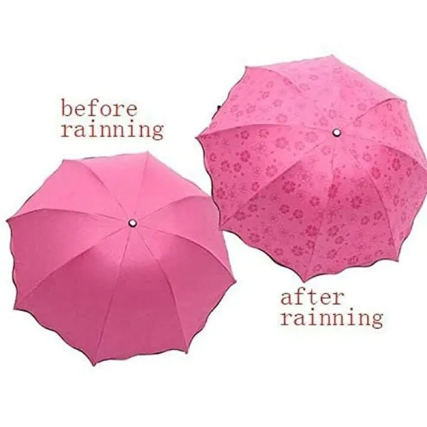Fancy Magic Umbrella Changing Secret Blossoms Occur with Water Magic Print 3 Fold Umbrella for Girls, Women, Boys, Men & Children for UV, Sun & Rain - Multi Colour