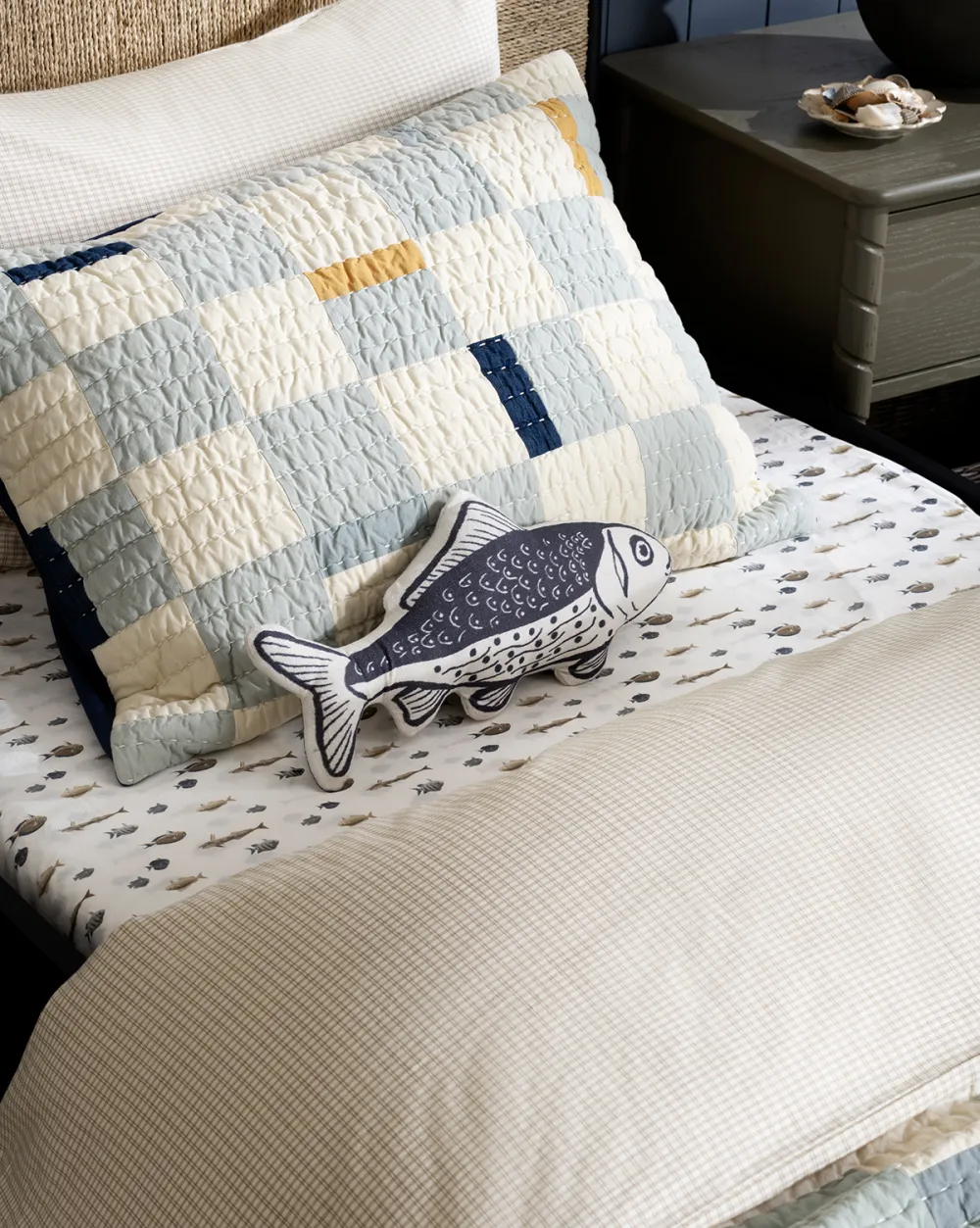 Animal-Motif Cotton Fish-Shaped Pillow