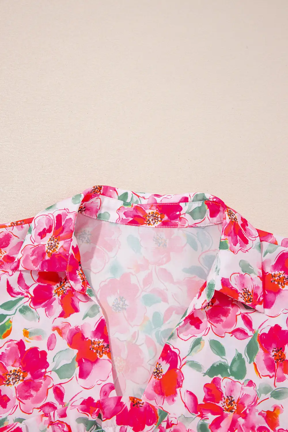 Floral Ruffled V-Neck Blouse