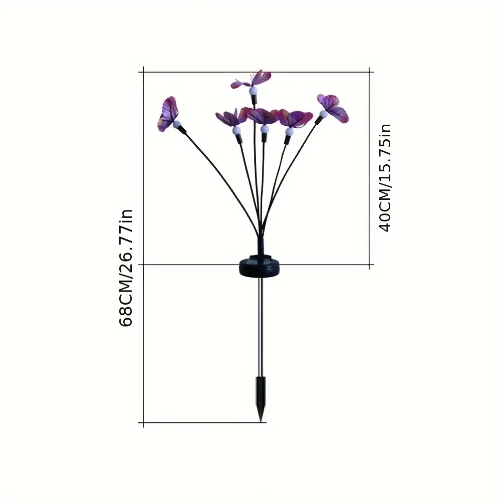 2 Pcs Waterproof Solar Butterfly Decor Light