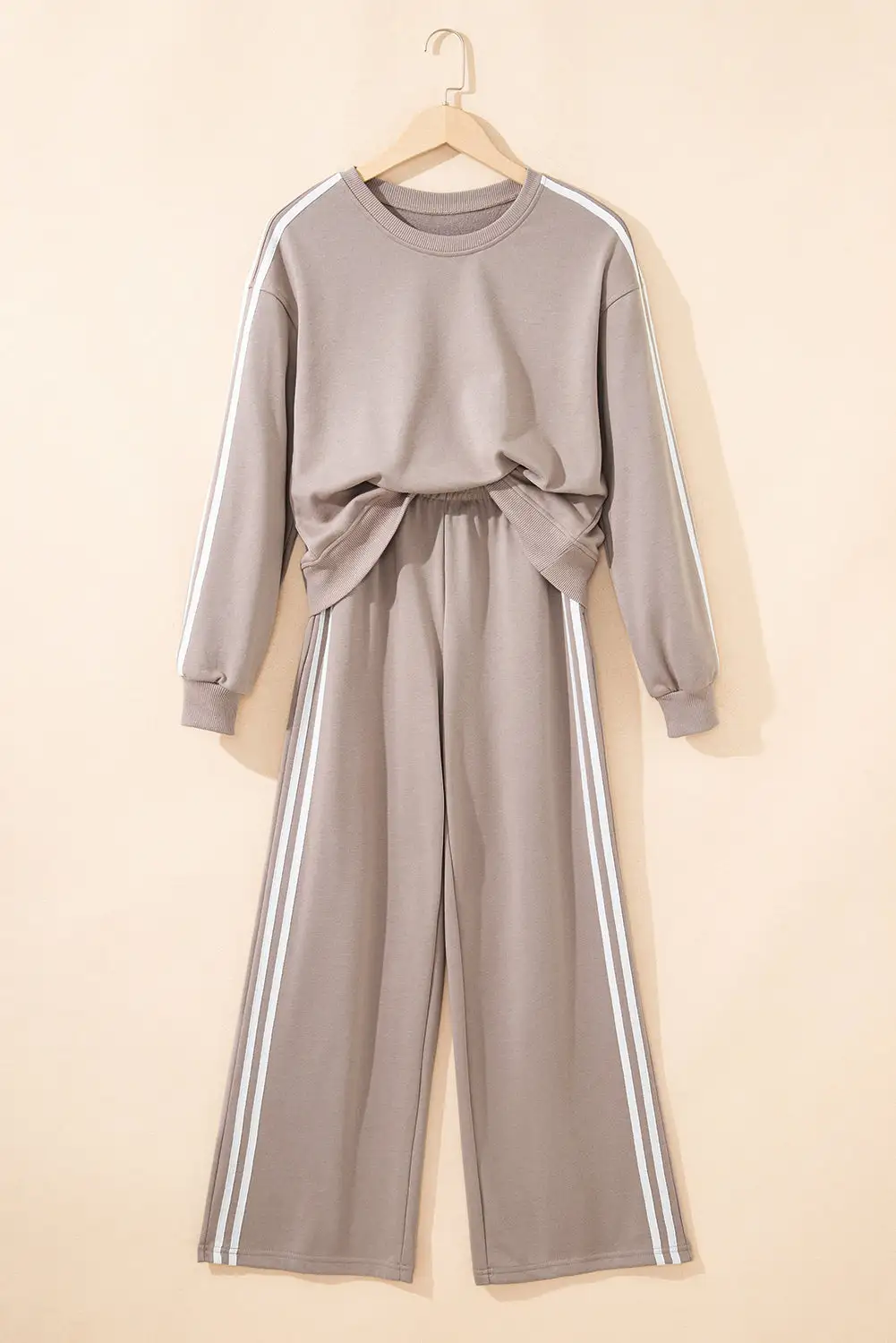 Refined Striped Pullover Sweatpants Two-Piece Set