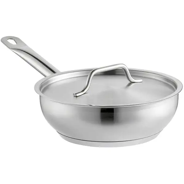Compact Stainless Steel Saucier Pan with Aluminum Clad Bottom and Cover