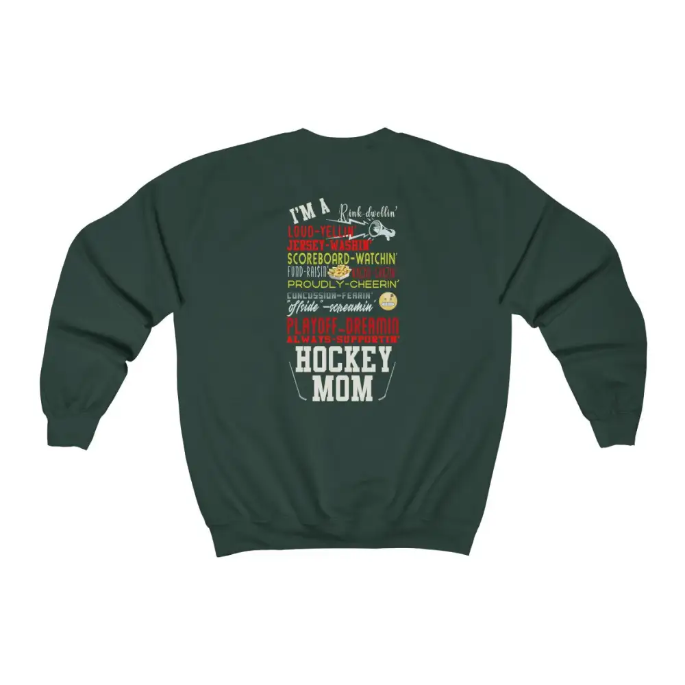 Mom Support Back Print Hockey Graphic Crewneck Sweatshirt
