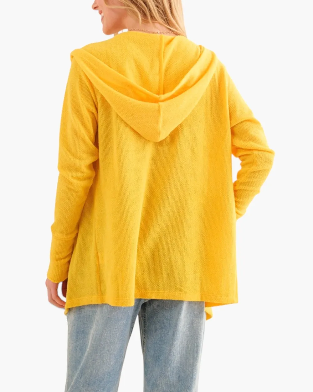 Textured Hooded Open-Front Cardigan
