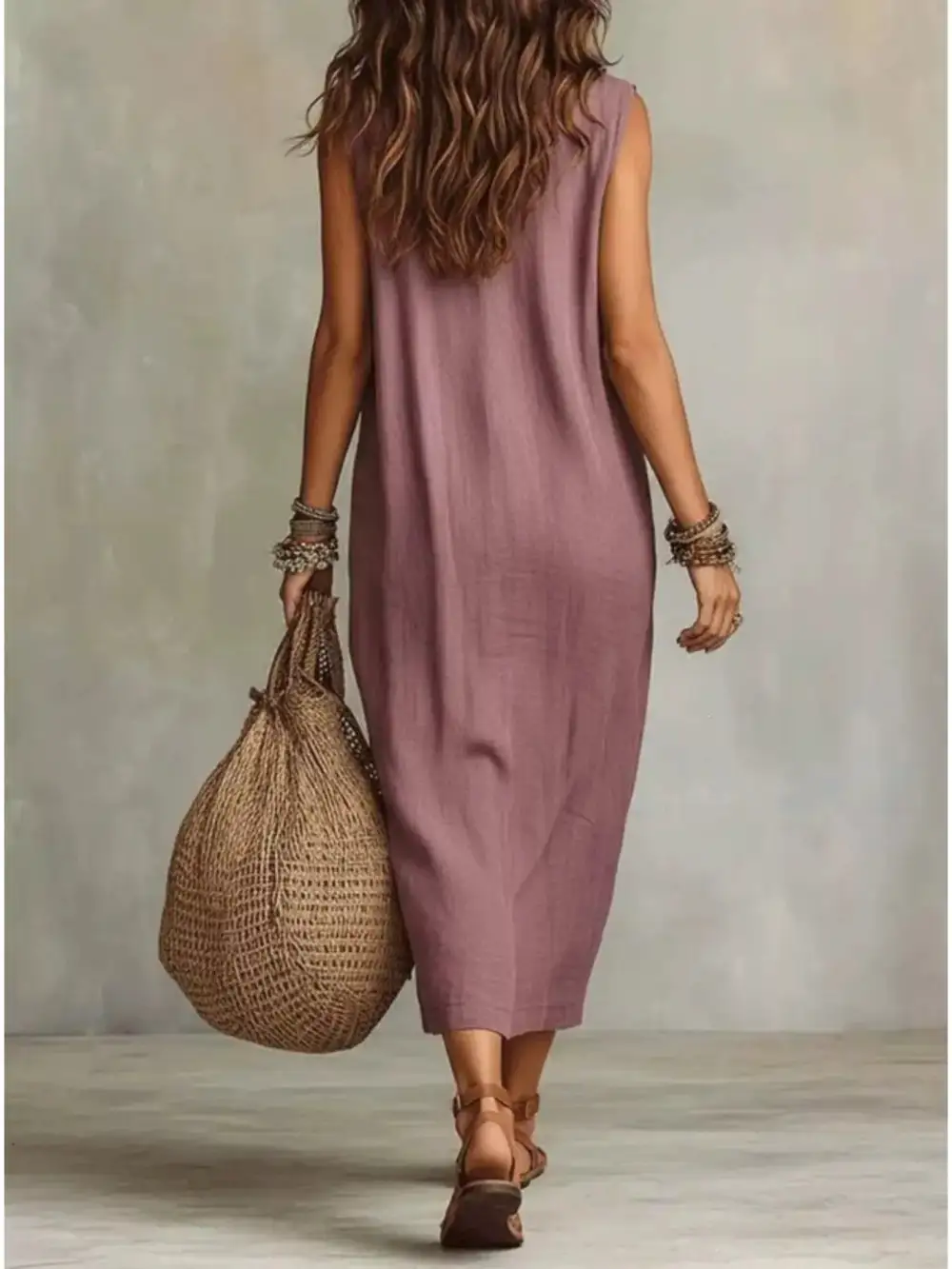 Cowl Neck Sleeveless Midi Dress