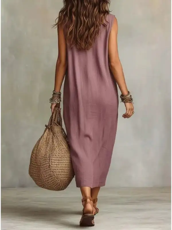 Cowl Neck Sleeveless Midi Dress