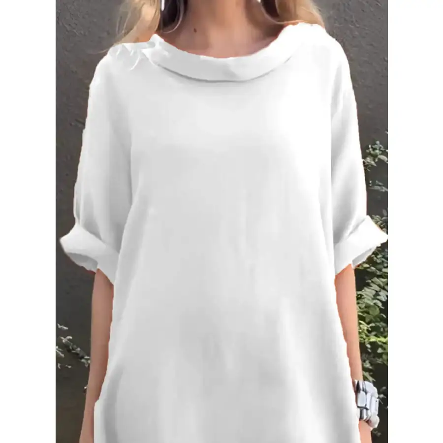 Full Size Casual Loose Fit Round Neck Midi Dress Plus Size