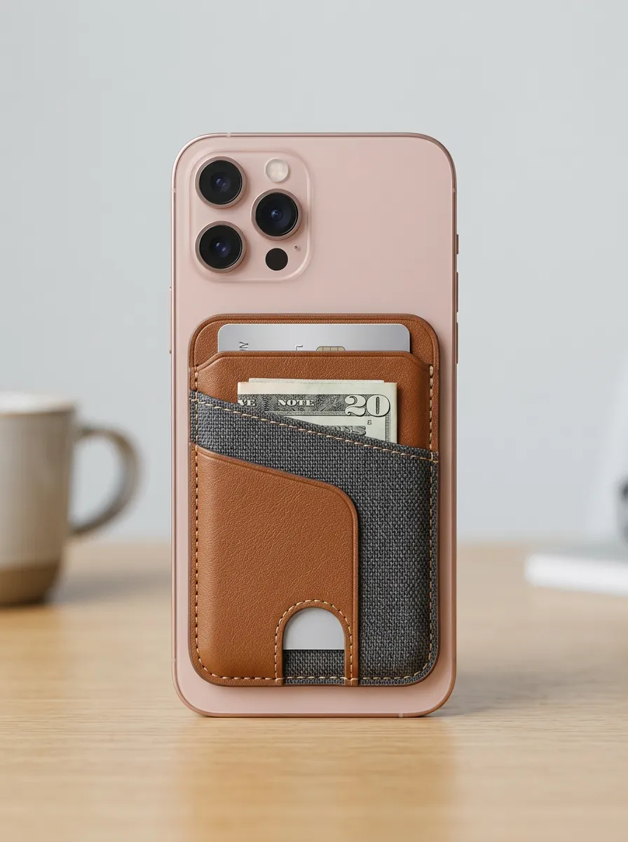 Unisex Minimalist Leather Canvas Hybrid Printed Phone Card Holder