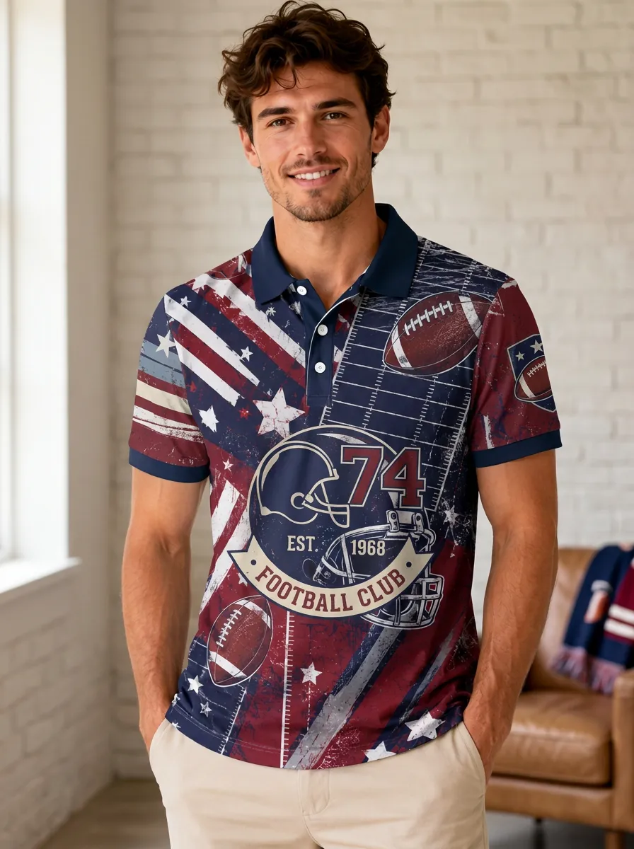 Men's Sport Gridiron Helmet Polo Shirt