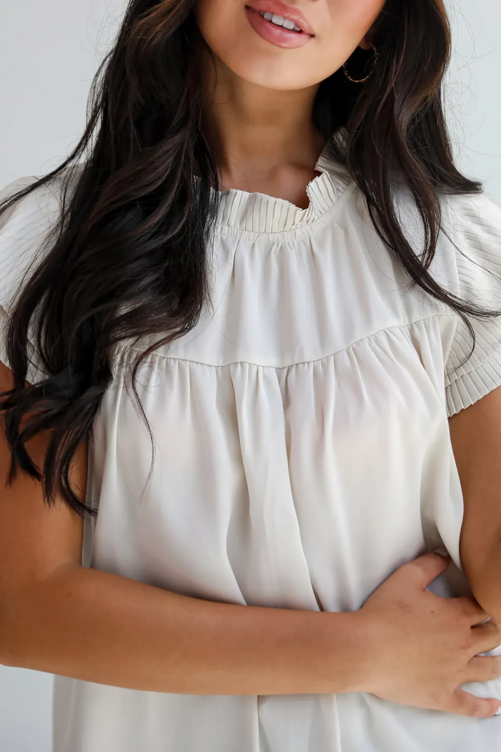 Cream Ruffle Blouse