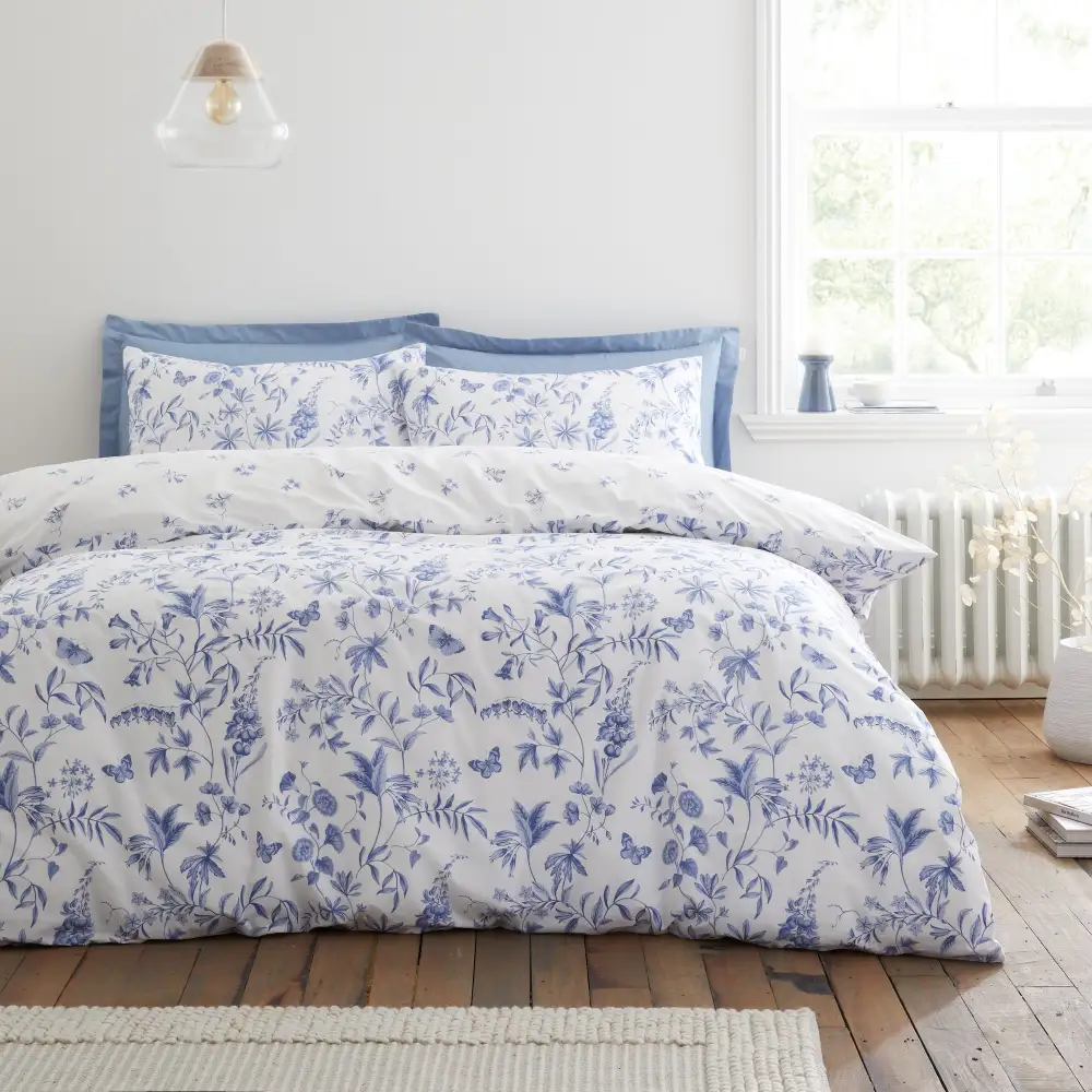 Modern Bedroom Reversible Floral Cotton Duvet Cover Set