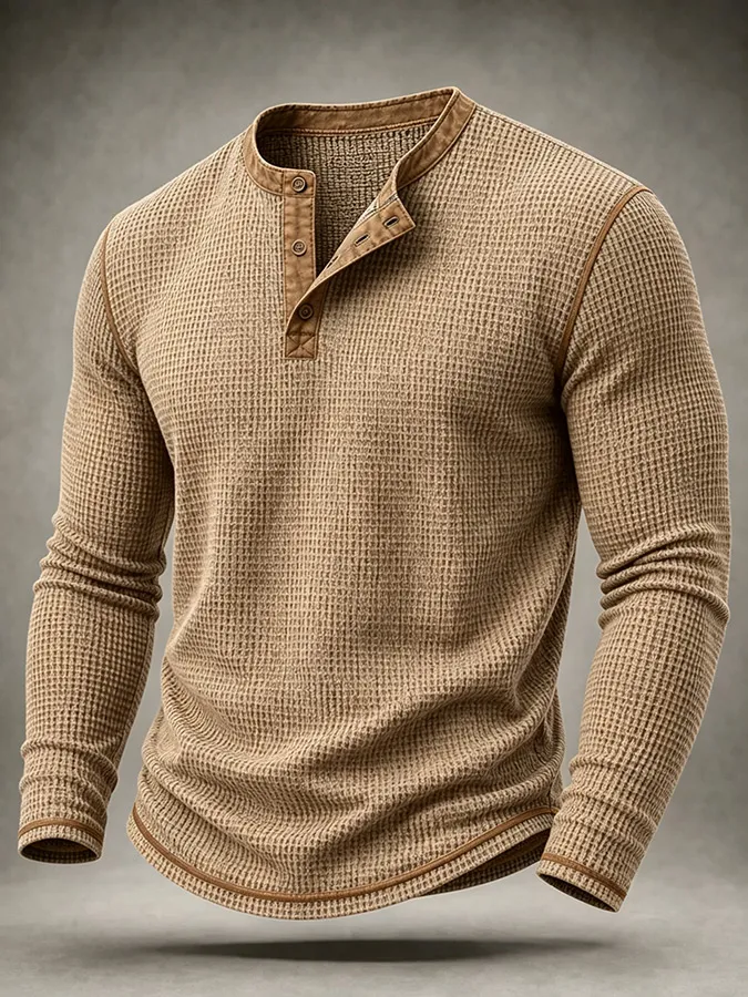 Men'S Western Printed Waffle Top