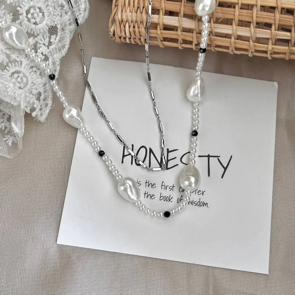 Layered Double Pearl Choker Necklace