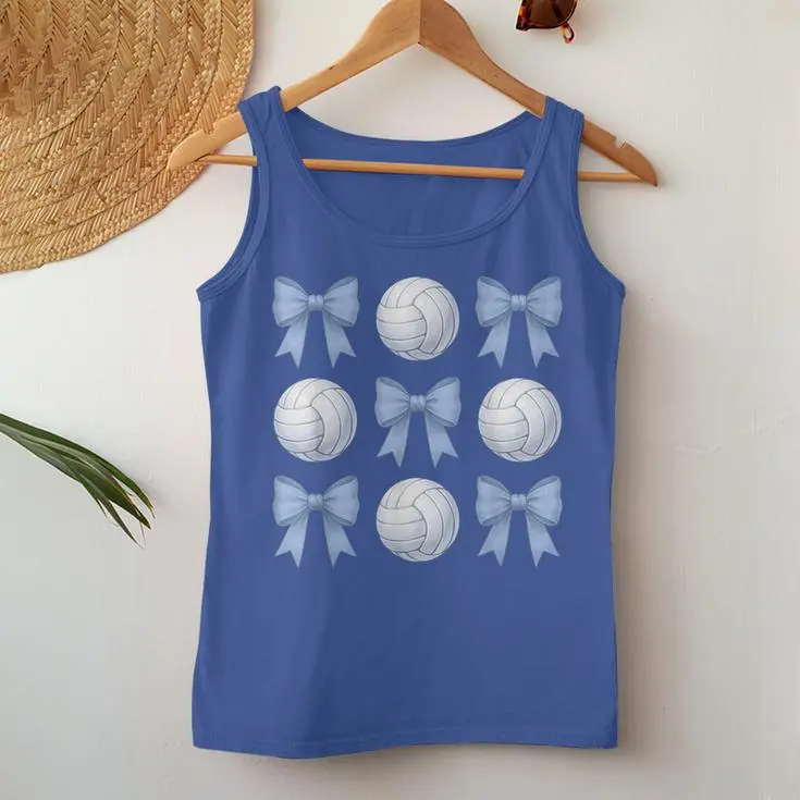 Volleyball Blue Bow Cute Women Tank Top