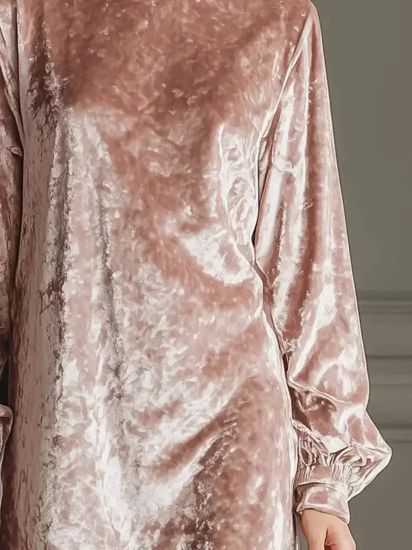Lightweight Feel Velvet Long Sleeve Mini Dress