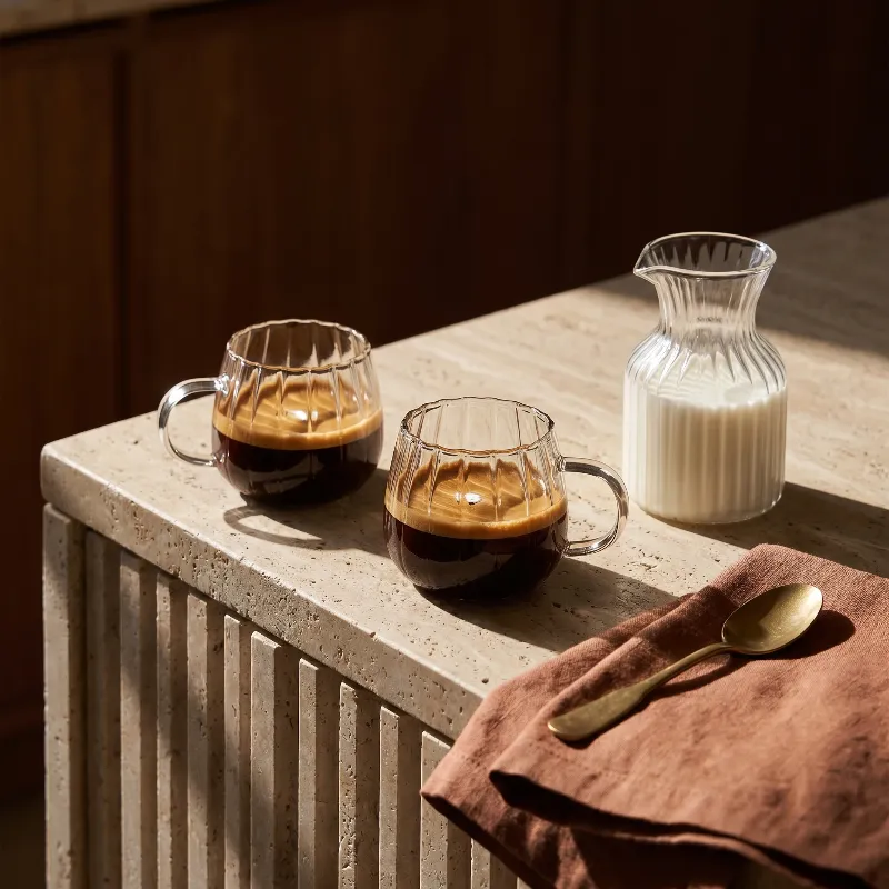 Ribbed Glass Mugs