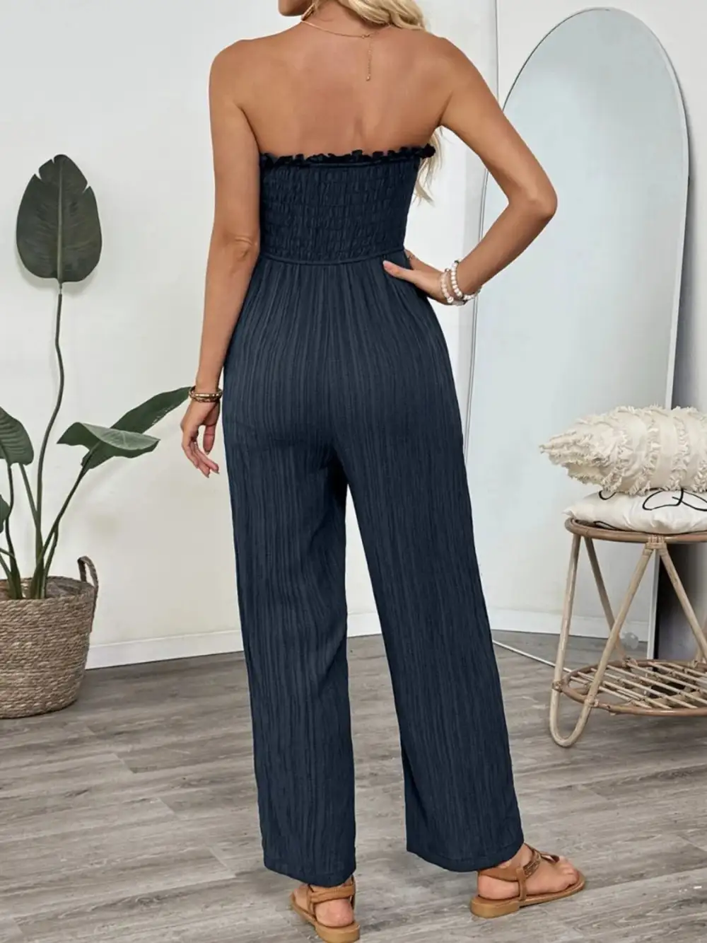 Smocked Tube Wide Leg Everyday Jumpsuit