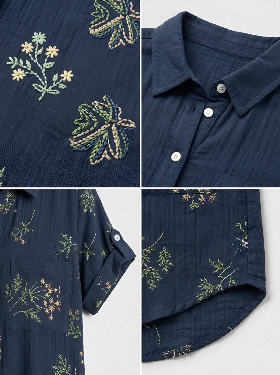 Women's Summer Vacation Wildflower Floral Printed Shirt Dress