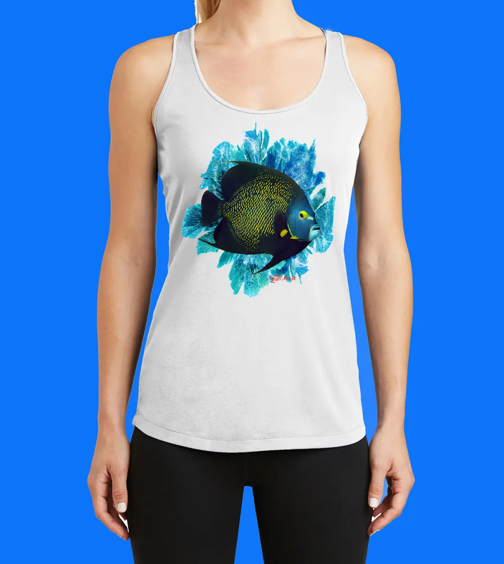 Reef Angelfish With Seafan Printed Racerback Tank Top