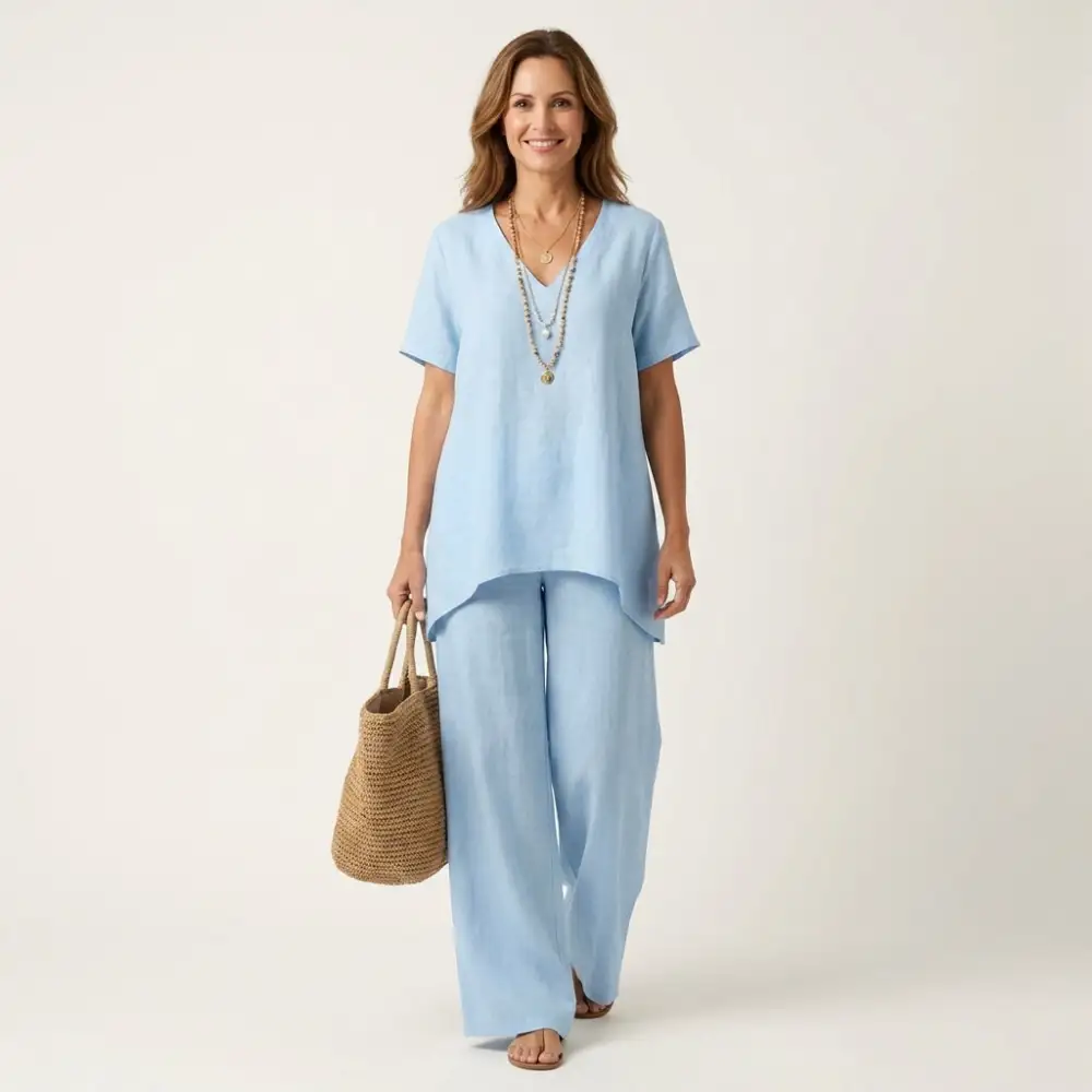 Libiana | V-Neck Linen Set