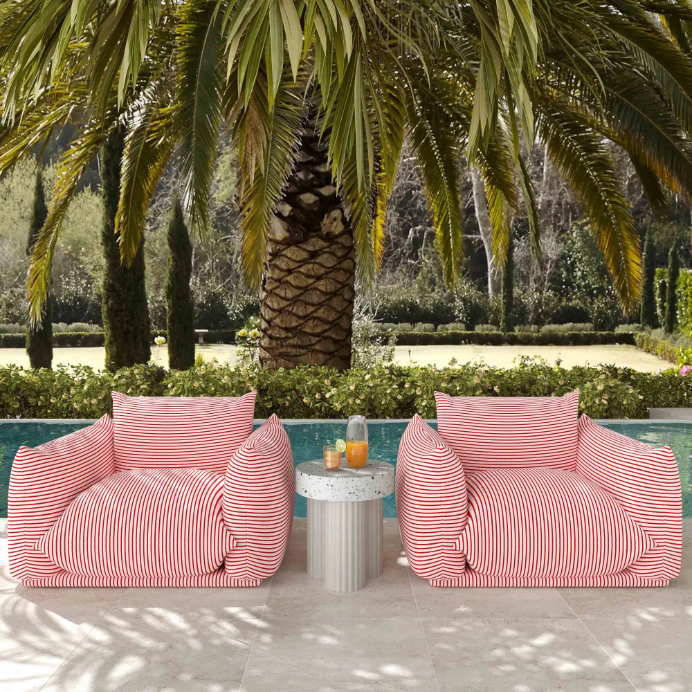 Striped Upholstered Performance Fabric Armchair