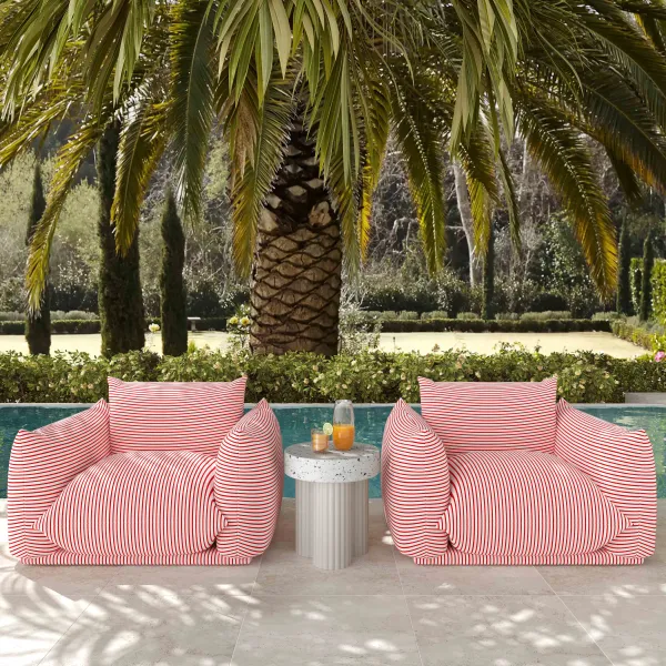 Striped Upholstered Performance Fabric Armchair