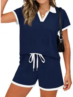 Relaxed Drawstring Pocketed Top and Shorts Matching Set