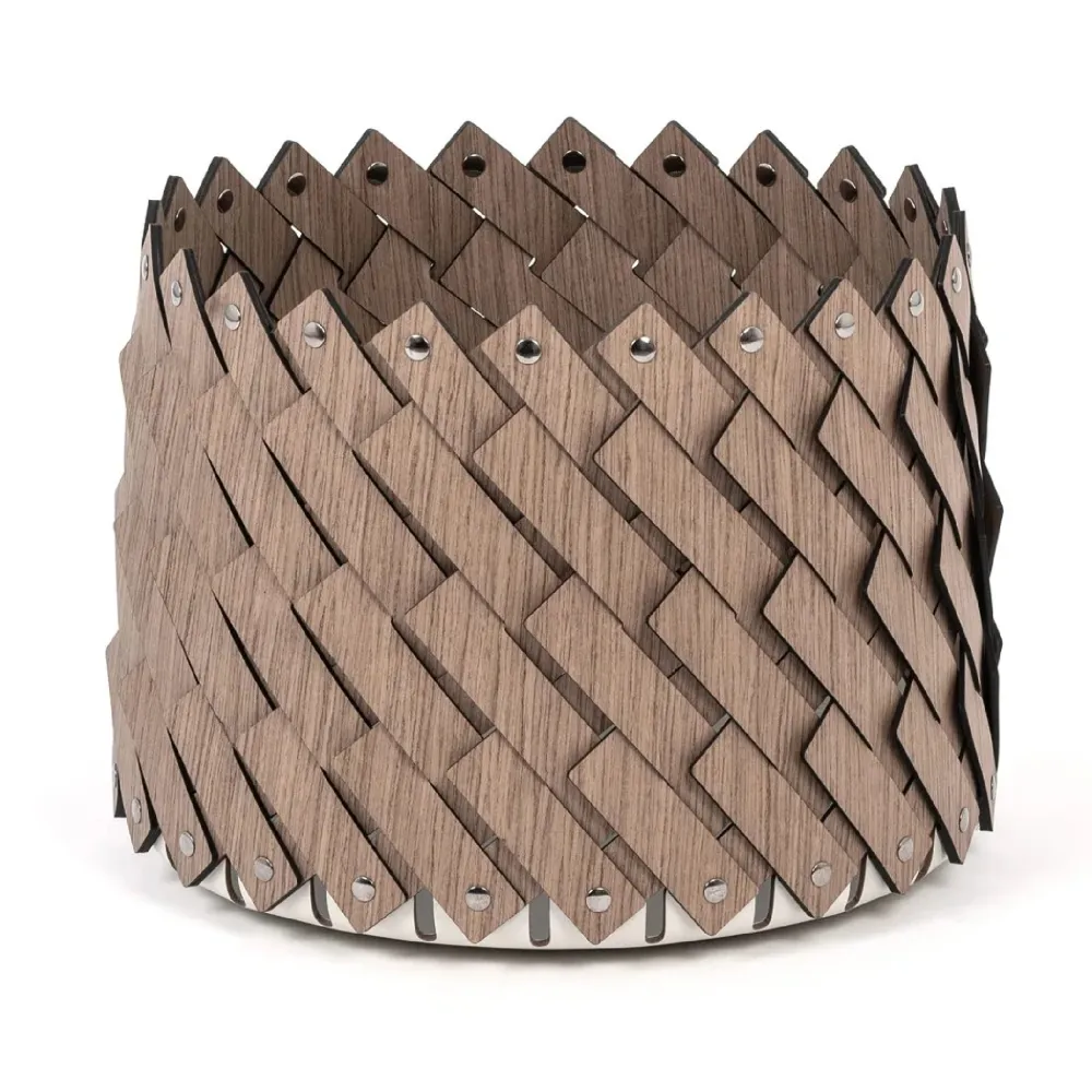 Sculptural Wood Weave Square Basket