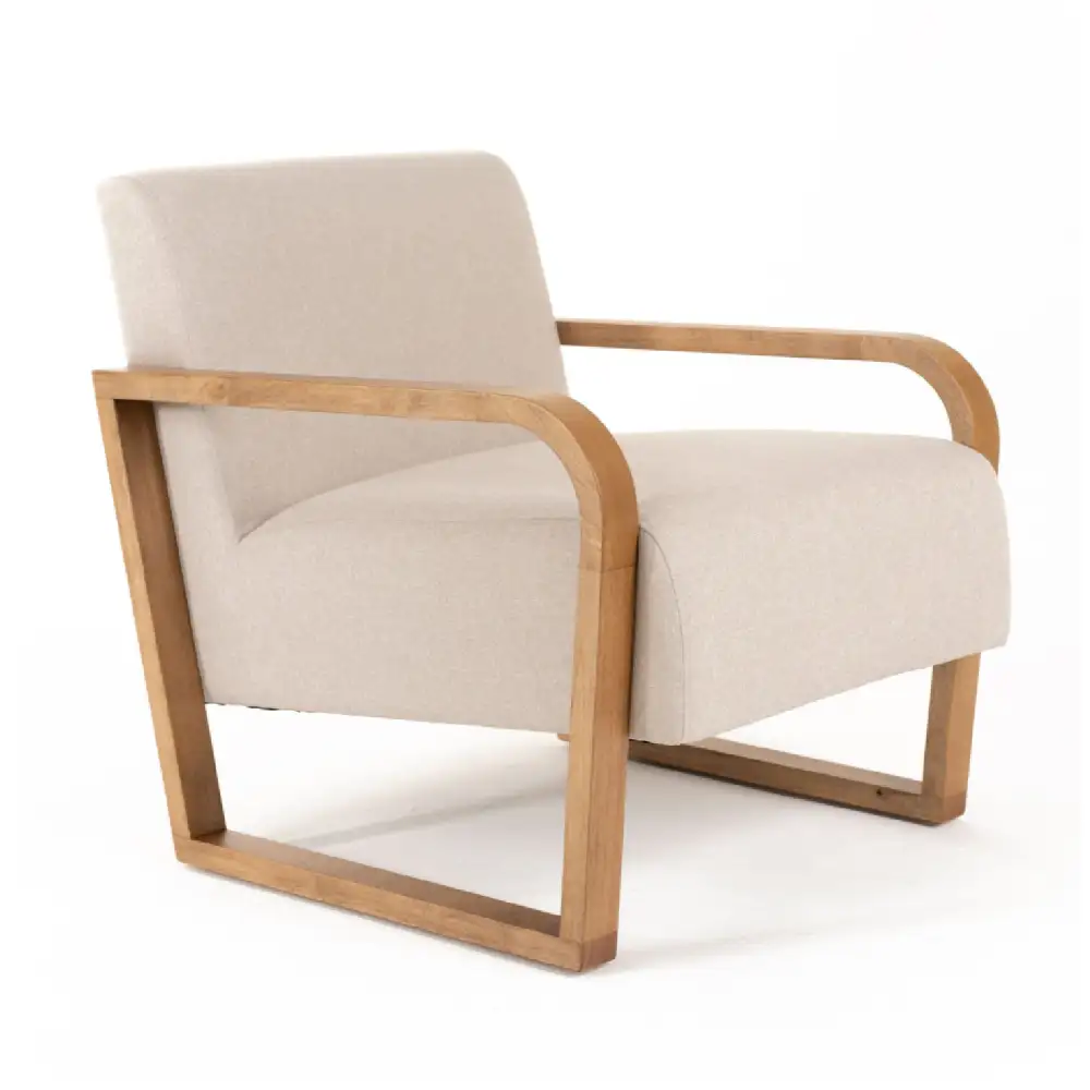Curved Linen Accent Chair