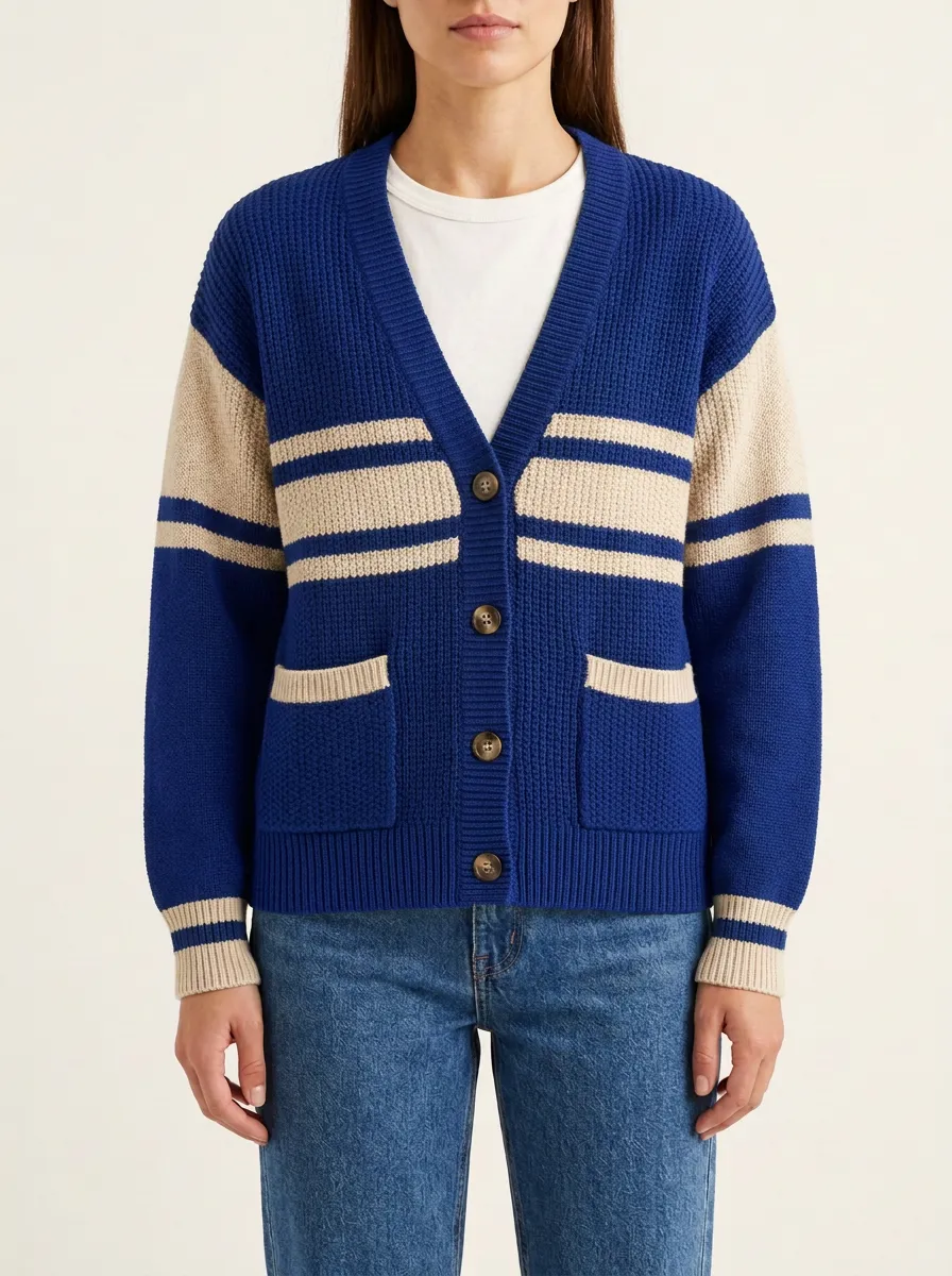 Classic Striped Rugby Striped Knit Cardigan
