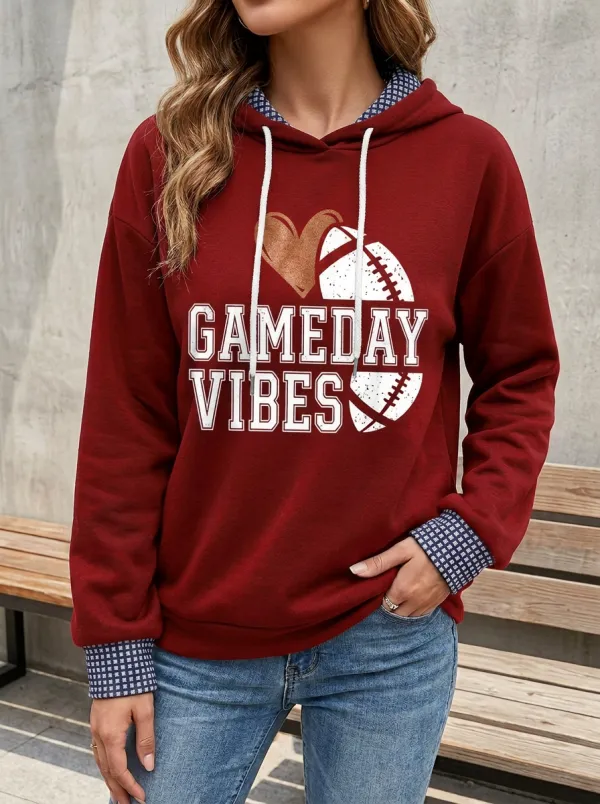 Women's Gridiron Gameday Vibes Heart Graphic Hoodie