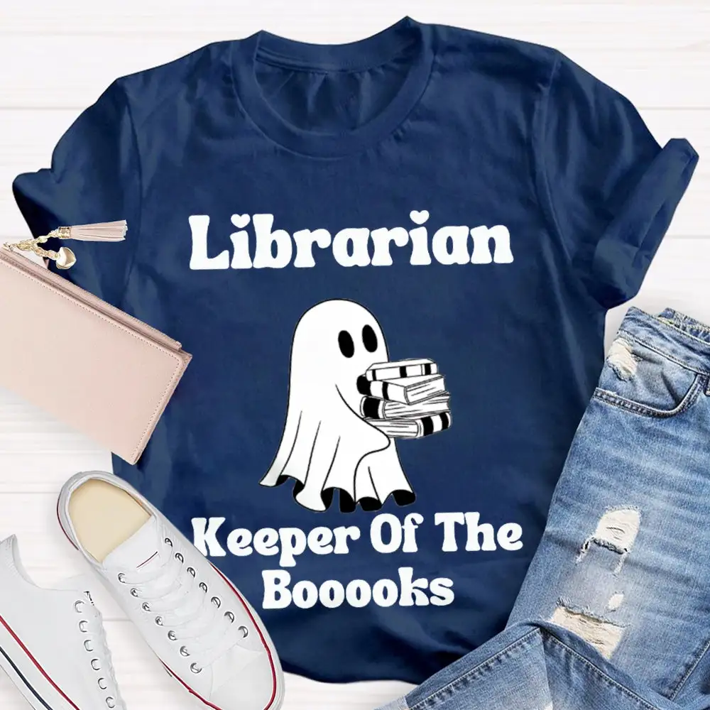 Librarian Keeper Of The Booooks Funny Halloween Spooky Librarian T-Shirt
