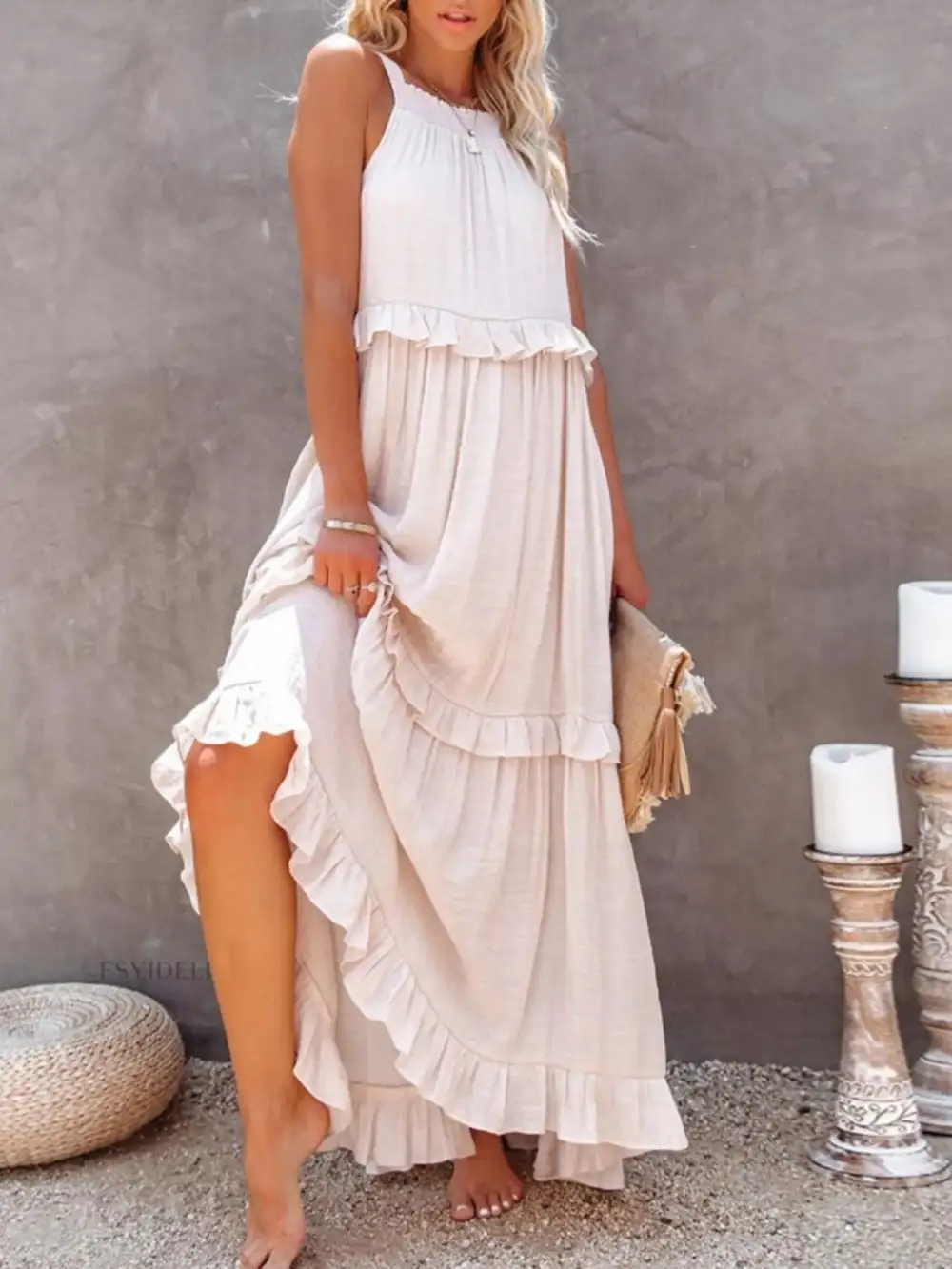 Classic Tiered Sleeveless Maxi Dress