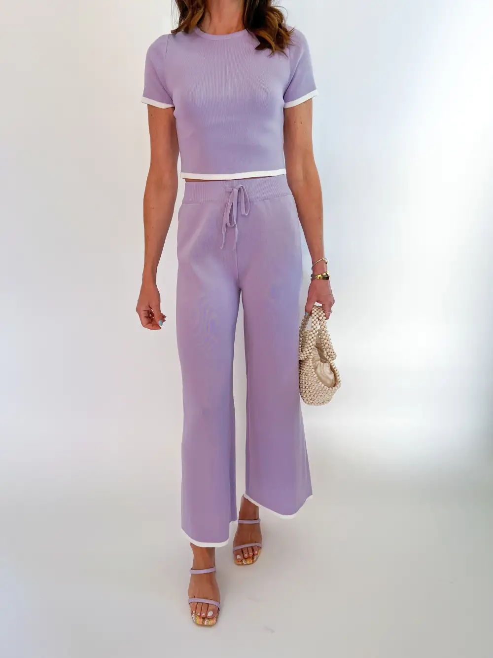 Knit Cropped Top And Pants Set