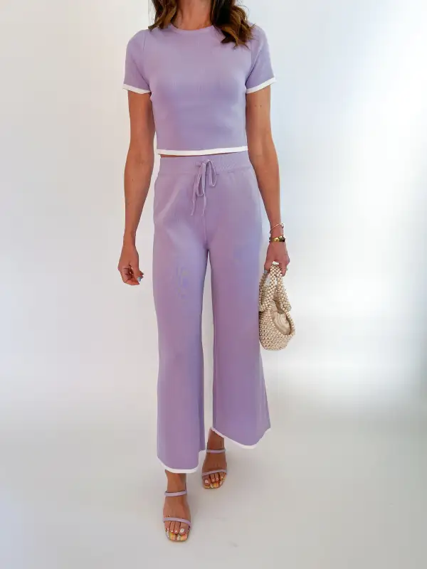 Knit Cropped Top And Pants Set
